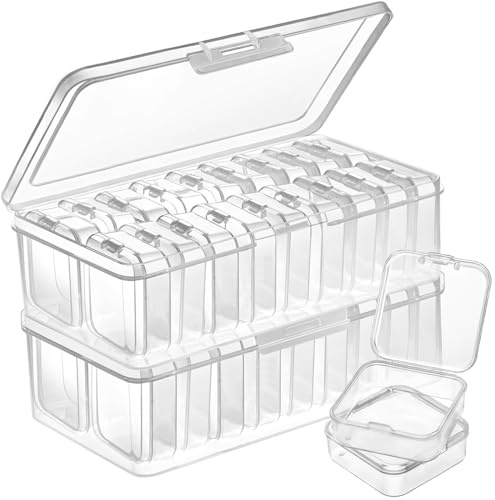 Qualsen 36 Pièces Boîtes Rangement Diamond Painting avec Couvercle, Petite Boite de Rangement Plastique, Diamant Painting Accessoire Boite Transparente pour Peinture Diamant, Perles, Bijoux