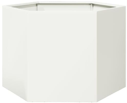 vidaXL Odlingslåda vit sexkantig 69x60x45 cm stål, odlingslåda, trädgårdskruka, planteringslåda, odlingslådor, trädgårdskrukor, planteringslådor