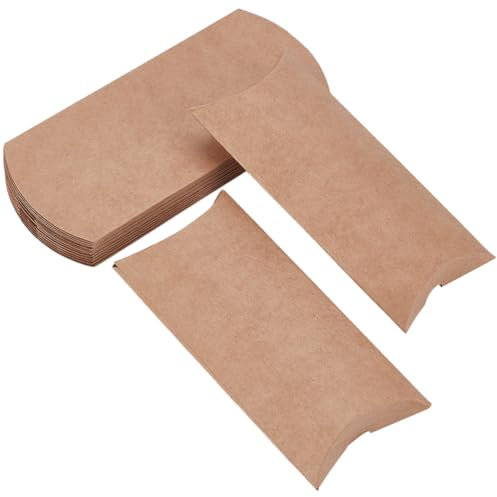 WADORN 30 cajas de papel kraft para envolver regalos, cajas de almohada de papel kraft, mini caja de embalaje de regalo de caramelos para exhibición de joyas de caramelos de boda, color marrón