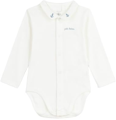 Petit Bateau Body bébé à col brodé et message en poitrine