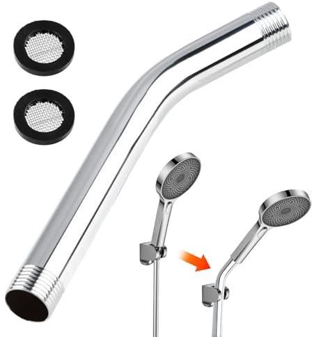 Braccio di estensione per doccia curvo in avanti da 20 cm, soffione G1/2, in acciaio inox, universale, extra lungo, per soffione doccia e braccio di prolunga per tubo flessibile da parete, accessorio