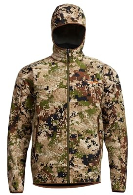 SITKA Alpha Fleece Hooded Waterproof Hunting Mens Camo Jacket, Optifade Subalpine, Medium
