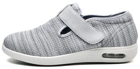 JTNZDAW Scarpe Uomo Pianta Larga per Diabetici Estive Ginnastica Ortopediche Donna Pantofole Leggere con hook and loop Sandali(Gray,37.5 EU)