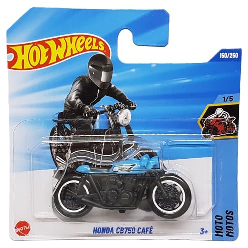 Hot Wheels - Honda CB750 Café - HW Moto 1/5 - JBB79 - Short Card - Moto - Azzurro - Mattel 2025 - Modello Honda con licenza ufficiale - 1:64