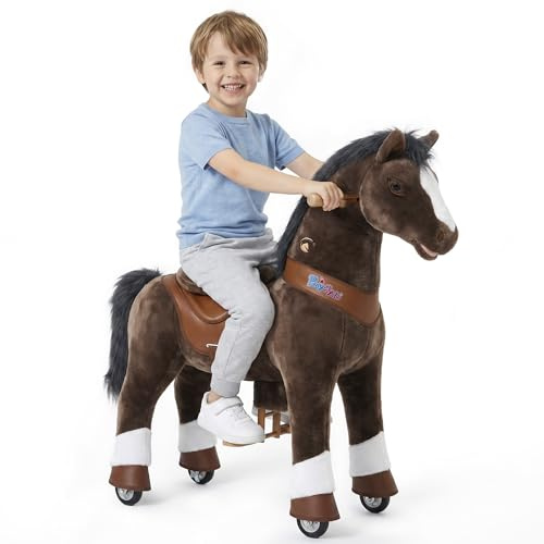 PonyCycle Modelo Y Avanzado, Juguete de Caballo para Niños de 4 a 7 Años, Caballo de Montar de Peluche con Ruedas y Frenos, Caballo de Cabalgable con Sonidos, Niños - Y476