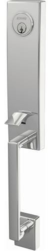 SCHLAGE FCT58-CEN Custom Century Keyed Entry Single Cylinder Half Plate Handleset - Exterior Only - Bright Chrome