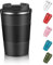 Travel Mug with Leakproof Lid,Insulated Reusable Coffee Mug for Hot&Cold Drinks/Tea,Portable Stainless Steel Thermal Takeaway Travel Coffee Cup for Car/Outdoor/Picnic/Office/School (Black)