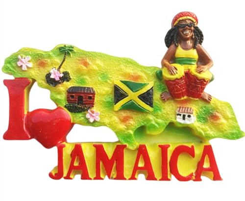 MUYU Craft 3D Jamaica Fridge Magnet Travel Souvenir Refrigerator Decoration Resin Hand Painted Craft Collection
