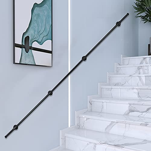 Handlauf Geländer für Treppen Edelstahl Treppenhandlauf, Rutschfester Treppengeländer für Innen und Außen, Wandhandlauf Schwarz Haltegriff für Treppe 100-300 cm (3M)