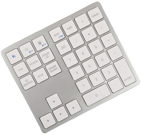 Rordigo Teclado numérico inalámbrico ultrafino con Bluetooth, 2,4 G, recargable, para iOS, Android, ventana, color