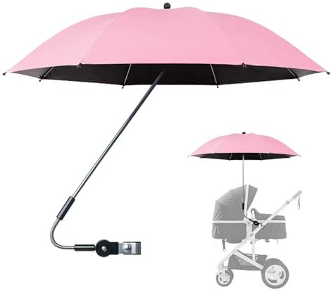 Ombrelle Poussette Universelle, Ombrelle Universelle Pour Poussette, Parasol Anti UV 50+ Pour Landau Avec Pince De Fixation Réglable, Parapluie De Protection Solaire Pour Landau Et Poussette (rose)