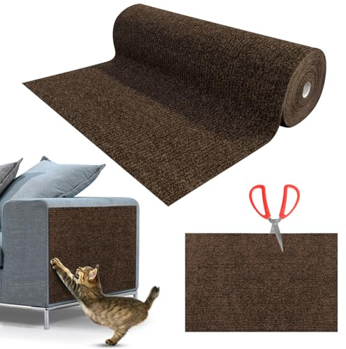 Alfombra Rascador para Gatos, Protector Sofá Arañazo, Tapete Autoadhesivo DIY, Climbing Cat Scratcher para Proteger Alfombras - Marrón