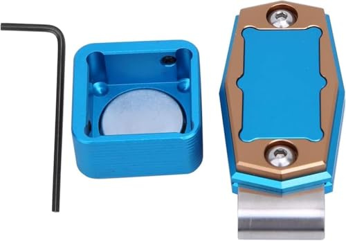 Billiard Magnetic Chalk Holder，portable Octagonal Pool Cue Cha,Blue Snooker Chalk Holder, Aluminum Alloy Billiard Chalk Tip Case with Belt Clip, Durable Snooker Cue Chalk Holder for Sports Accessories