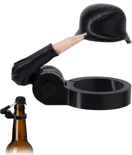 Lyreh Soldier Salute Beer Bottle Helmet, Beer Bottle Cap Reusable Funny Wine Stoppers for Wine Party BBQ Bar Decoration Drinking Accessory (Black)