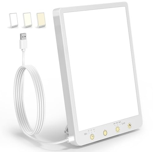 Light Therapy Lamp - 10000 Lux Therapy Light, 3 Color Temperature & Wall Mount with Memory Function, Touch Control Portable Daylight Therapy Lamp with Adjustable Brightness for Home & Office.