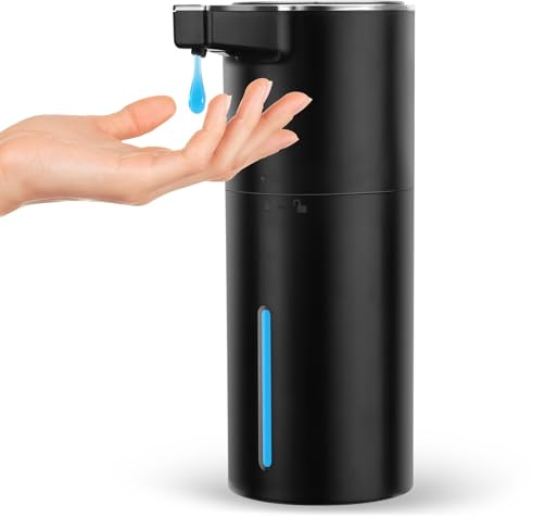 Automatic Soap Dispenser Liquid Touchless: 13.52oz/400ml Wall USB Rechargeable - 4-Level Adjustable Modern Electric Hand Soap Dispenser - Kitchen Bathroom Kids Family Black