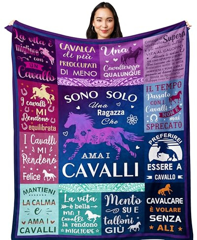 Yesibrd Regalo per amanti dei cavalli, Regalo per Donne, Ragazze e Appassionate di Equitazione, Regali Donna/Amica, Ragazza Compleanno, Coperta a Tema Cavalli 150x130CM