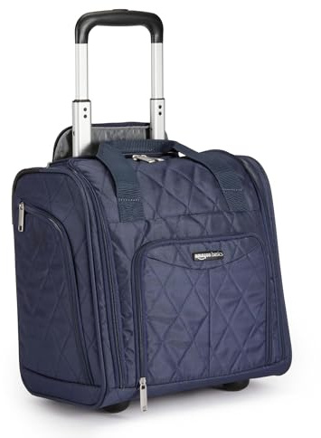 Amazon Basics Bagage cabine compact, 35.5 cm, Bleu marine matelassé