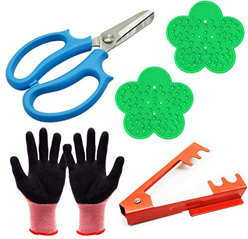 Woohome 5 Pz Herramientas Arreglo Floral Rosa Kit, Tijeras Afiladas, Separador de Rosas de Plástico, Removedor de Espinas de Metal, Guantes de Jardín para Arreglos Florales de Jardinería