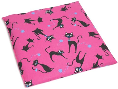 Cojín de semillas de colza, 24 x 24 cm, diseño de gato, color rosa