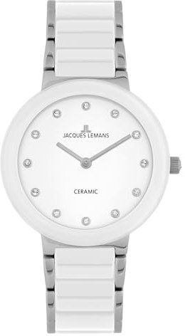 Jacques Lemans Damen-Uhren Analog Quarz One Size Weiß 32016865