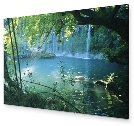 B&D XXL - Wandbilder Natur 60x40 cm Leinwandbild 1 tlg Kunstdruck modern Wandbilder XXL Wanddekoration Design Wand Bild - Wasserfall Tropische Landschaft Dschungel c-B-0544-b-a
