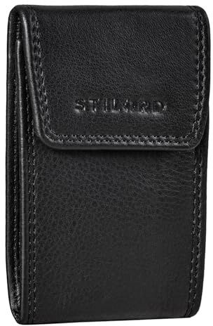 STILORD Lenn Pochette de Clé Cuir Vintage Porte-Clé Anti-RFID Mini Porte-Monnaie Porte-Cartes avec RFID Blocage Protection Clé de Voiture Cuir Véritable Couleur:Marron Moyen