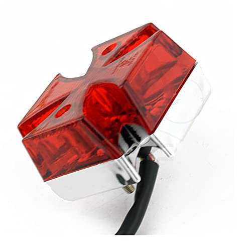 Motorradblinker Lichter Universal 12V Motorrad Rücklicht Bremslicht Rotes Eisernes Kreuz Chrom Bremsrücklicht mit Kennzeichenbeleuchtung