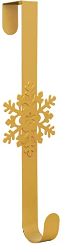 TRIXES Couronne de Noël dorée flocon de neige – Crochet de porte d'entrée pour décoration de Noël et d'hiver – Couronne de Noël pour la maison
