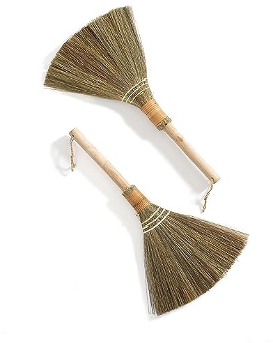 TTS Short of Vietnamese Set 2 Whisk Broom - Viet Natural Straw Broom - Small Broom (16.5 in)