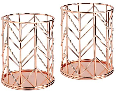 sinzau Rosegold Bleistifthalter Stiftehalter, 2 Stück Durchbrochen Rund Stiftehalter, Schreibgerätehalter, Make up Pinselhalter, Stift Halter Organizer, fur Aufbewahrung von Stiften, Roségold