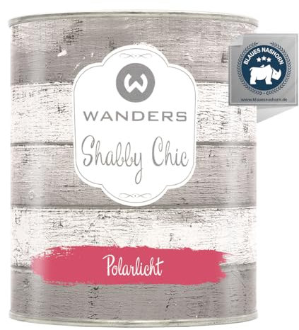 Wanders Shabby Chic - Vernice a gesso da 750 ml - Luce polare/rosso chiaro - Vernice per mobili da cucina e mobili senza fiocchi, per legno e molto altro ancora, ad asciugatura rapida