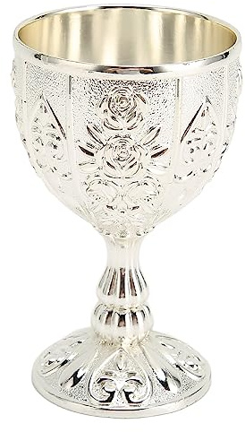 Copa De Vino En Relieve De Metal, Vasos De Chupito De Metal Vintage, Copa De Licor De Vino De Copa Vintage Patrón De Flores Detalles Exquisitos Copa De Vino De Metal Para Regalos Para El Hogar(silver)