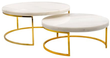 INTIRILIFE 2x plato para tartas con mármol dorado y blanco - 17 x 8 cm - 20 x 12,5 cm - plato para tartas plato redondo para servir pasteles