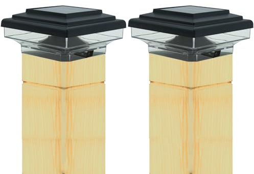 AolKee Solar Pfostenleuchten, Solarlampen für außen garten IP65 wasserdichte, gartenbeleuchtung, Solar Pfostenkappen Licht, für Pfosten, Deck, Zaun, Park Quadrate, 4.17 * 4.17 * 2 Zoll (2 Stück)