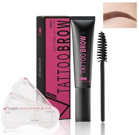 Teinture Sourcil,Coloration Sourcil Professionel Doux et Sûr,Effet Longue Durée Jusqu'à 3 Jours,Gel Sourcils Waterproof avec 3 Pochoir Sourcils,Résultat Naturel Non Collant & Sans Résidus-Marron Foncé