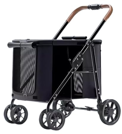 Hundvagn Kattvagn Hopfällbar Husdjursvagn Med 4 Hjul Bärbar Hundvagn Kattvagn För Små Medelstora Hundar Katter Husdjursvagn(Black)