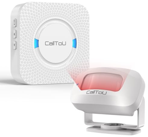 CallToU PIR Bewegungsmelder Alarm mit Durchgangsmelder Funk Türklingel System – Kabellose Durchgangsmelder Ladentür für Einfahrt, Geschäft, Senioren, Patienten, Zuhause, Büro, Garage