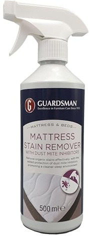 Guardsman Mattress & Bed Stain Remover Spray with Dust Mite Inhibitors 500ml, Extra Strong Mattress Cleaner & Dust Mite Protector Spray Removes Urine and Organic Stains from Spill & Sweat
