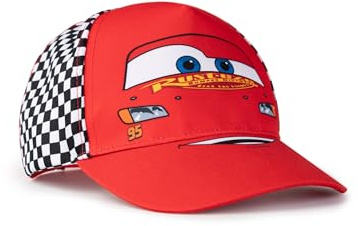 Disney Berretto con Visiera Curva Regolabile per Bambini Cars Saetta McQueen Rosso | Cappello Estivo per Protezione Solare da Ragazzo | Berretto a Scacchi Color ruggine del '95