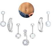 Nelytiya 7 Piezas Piercing Ombligo Acero Quirurgico Plata Set Piercing Ombligo Titanio Para Mujere