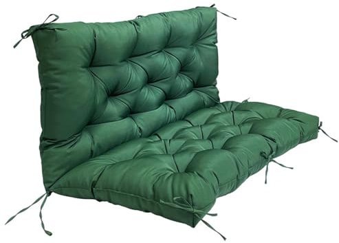 PIPOEI Almohadillas de Banco para Sala de Estar Interior, Cojín para Banco de Jardin de 2 Plazas con Respaldo para Palets Terraza Balcón y Patio Dark Green