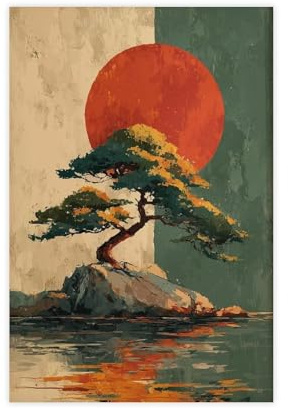 Japanese Bonsai Art Wall Canvas Poster Wall Art Decor Print Picture Paintings for Living Room Bedroom Decoration 12x18inch(30x45cm)