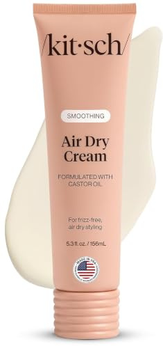 Kitsch Smoothing Air Dry Cream for Hair - 148 ml | Frizz Control Hair Care, Weightless Styling Cream with Castor Oil & Coconut Oil, Enhances Natural Texture Appearance