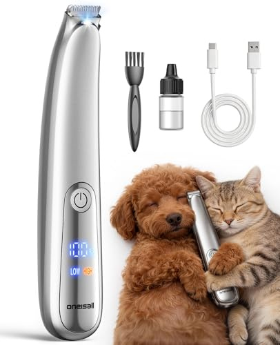 oneisall Upgraded Quiet Dog Paw Trimmer with 2-Speed