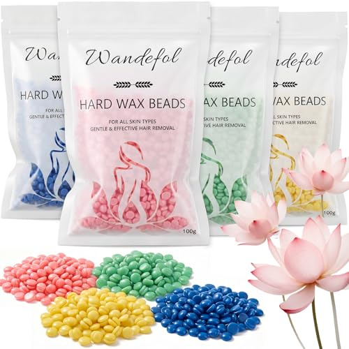 Wandefol vaxpärlor 400g - vaxbönor för hårborttagning, honungsros aloe vera kamomill för ansikte, ben, armhålor, bikinilinje, hypoallergen, stripfri