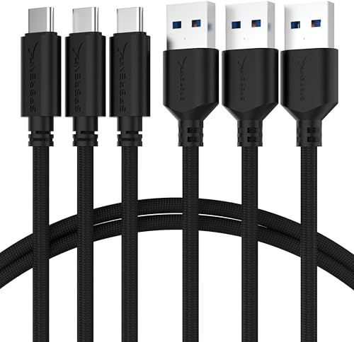 SABRENT USB-C to USB-A 3.0 Cable, 6ft, 3-Pack, Black (CB-C3X6)