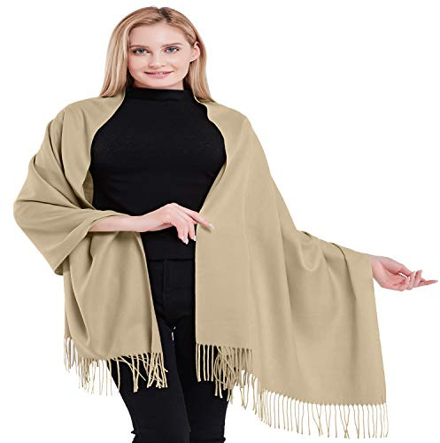 CJ Apparel Nude Couleur Unique Style Tissé en Sergé 100% Cachemire Châle Echarpe Manteau Etole Plaid Pashmina Nouvelle