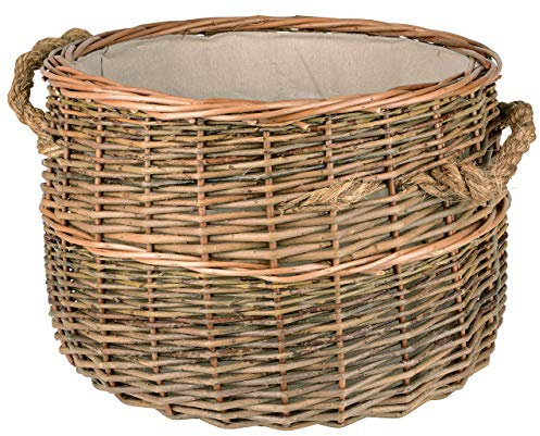 Cesta de mimbre/cesta para leña de para su chimenea madera, cesta para la ropa o decoración Diámetro 40