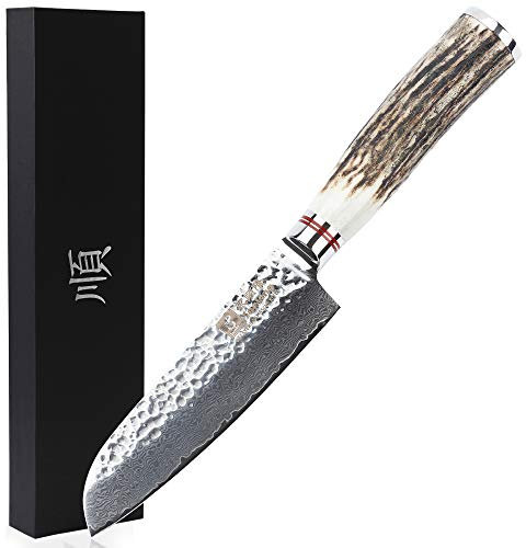 Sunlong 5 Pulgadas VG10 67 Capas Damasco Cuchillo Santoku Cuchillo de Cocina Cuchillería Cuchillos Damasco Utilidad-Cuchillo ergonómico ergonómico SL-DK1043DH
